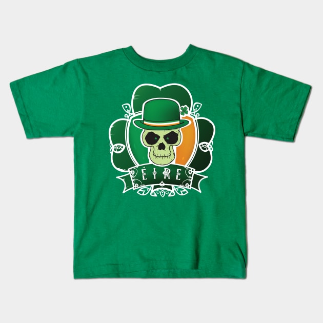 Lucky Irish skull Kids T-Shirt by mangulica